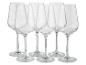 Ensemble de six verres à vin transparents.