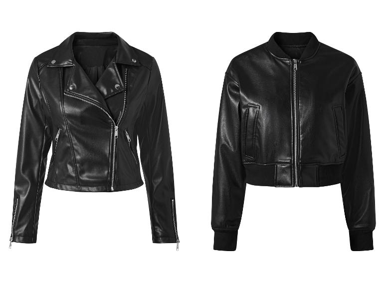 Blousons en cuir noir : style motard et bomber.