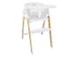 Chaise haute blanche BabyGO avec pieds en bois et plateau