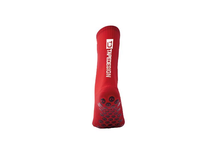 Chaussette de sport rouge Tapedesign avec picots antidérapants.