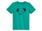 Un t-shirt vert avec un éléphant imprimé dessus.