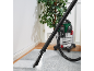 Aspirateur eau et poussière nettoyant un tapis gris, avec une plante en arrière-plan.