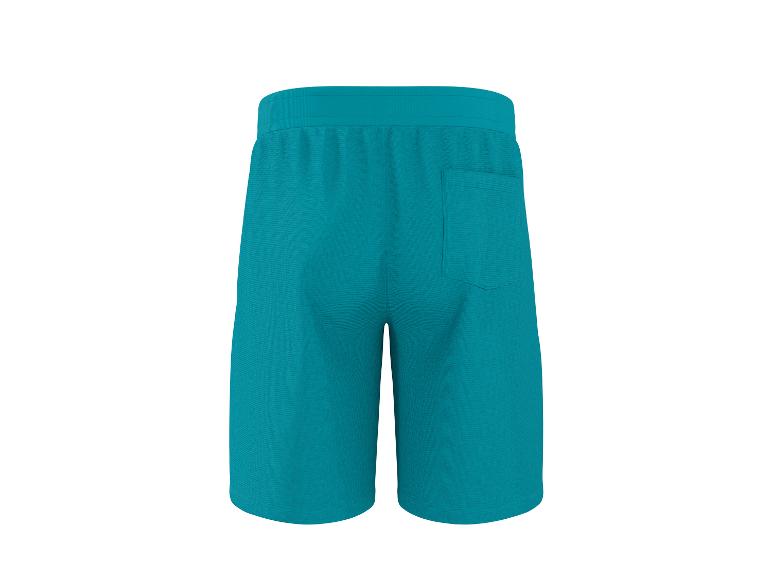 Short de sport bleu turquoise avec poche arrière, vue de dos.