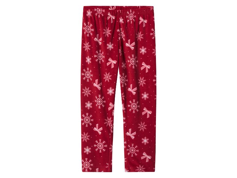 Pantalon de pyjama rouge avec flocons de neige et nœuds roses