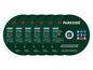 Cinq disques Parkside pour meuler l'acier inoxydable.