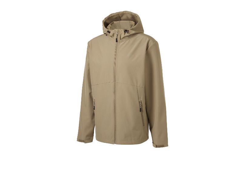 Veste softshell kaki avec capuche et fermeture éclair