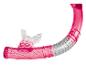 Tuba et embout buccal rose transparent pour la plongée.