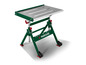 Une table de travail verte avec des roulettes de Parkside.