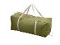 Sac de transport ou de rangement vert avec fermeture éclair et poignées.