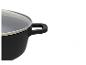 Casserole noire avec couvercle en verre et poignée