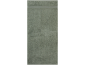 Serviette de bain douce vert olive avec liseré décoratif.