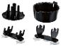 Supports ventouses et récipients noirs pour stylos.