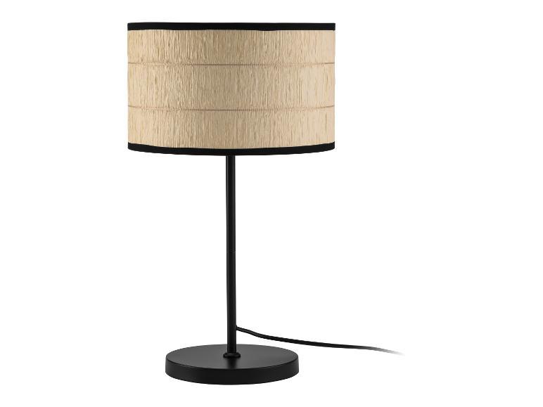 Lampe de table avec base noire et abat-jour en papier de riz beige