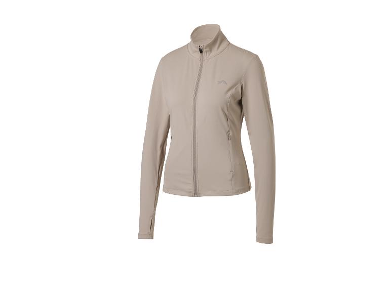 Veste de sport beige pour femme avec fermeture éclair et col montant