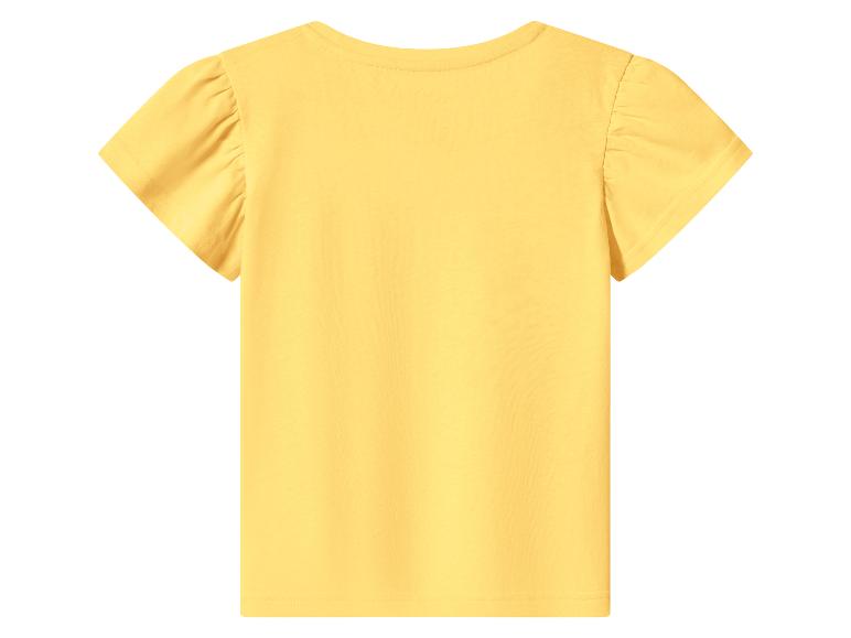 T-shirt jaune à manches courtes avec épaules froncées, vue de dos