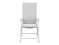 Une chaise pliante blanche avec un siège gris.