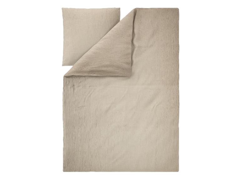 Parure de lit gaufrée beige avec housse de couette et taie d'oreiller