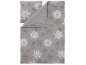 Parure de lit grise avec motif de flocons de neige blancs et marrons