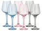 Six verres en bleu, rose et gris