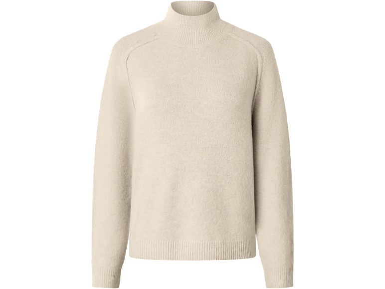 Pull en maille fine pour femme en crème avec col montant