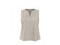 Chemisier beige sans manches pour femme avec col en V.