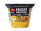 Dessert Milbona High Protein pêche-fruit de la passion à base de fromage blanc, faible en sucre, faible en gras.