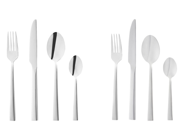 Un ensemble de couverts avec des couteaux, des fourchettes et des cuillères.