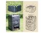 Composteur de jardin modulaire avec plantes, avec dimensions et capacités de 420L et 230L.