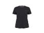 T-shirt de sport noir à manches courtes avec un petit logo sur la poitrine.