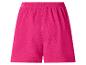 Short femme fuchsia avec taille élastique et texture froissée.