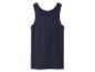 Débardeur simple bleu marine sur fond blanc.