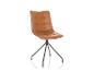 Chaise matelassée marron avec piètement en métal noir