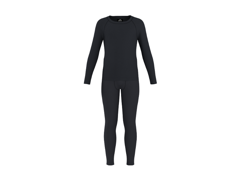 Ensemble thermique noir pour homme avec manches longues et pantalon long.