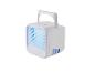 Refroidisseur d'air portable blanc avec lumière bleue et poignée.