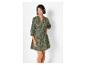 Robe courte à fleurs, style bohème chic, vert olive.