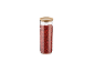 Bocal en verre avec couvercle en bois rempli de baies de goji séchées.