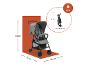 Poussette grise avec dimensions : 100 cm (H), 75 cm (L), 45 cm (l), et pliée : 81 cm (H), 24 cm (l), pesant 5,9 kg.