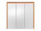 Miroir de salle de bain triple à cadre en bois.