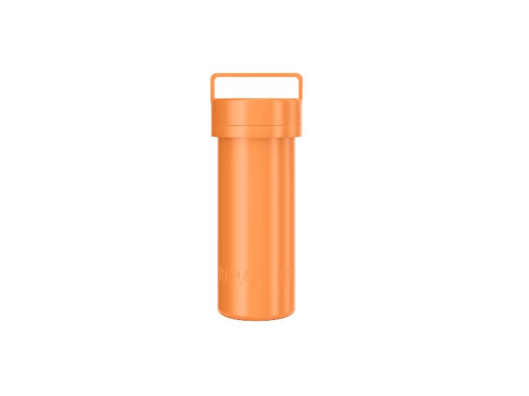 Conteneur cylindrique orange pour kit de réparation avec poignée