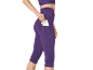 Femme en legging de sport violette avec une poche latérale pour téléphone.