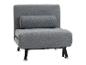Fauteuil gris sans accoudoirs avec coussin lombaire, sur pieds en métal noir.