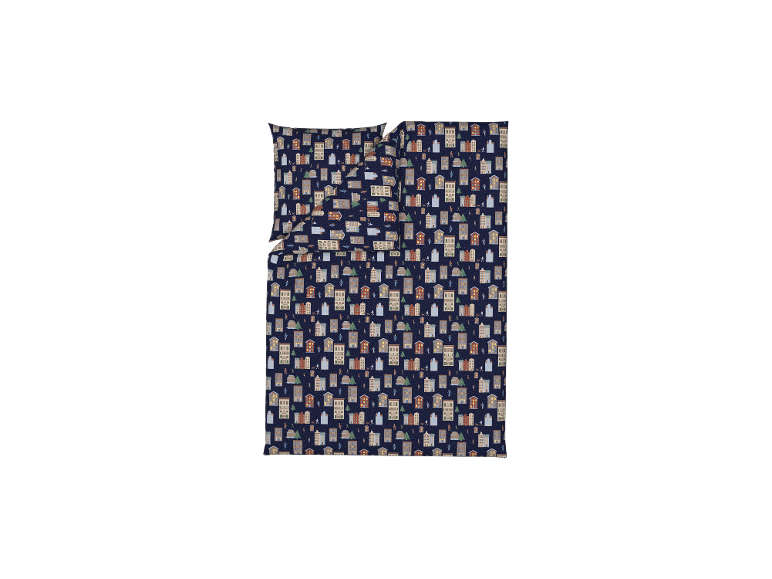 Parure de lit en flanelle fine de microfibre LIVARNO home avec motif de ville en hiver