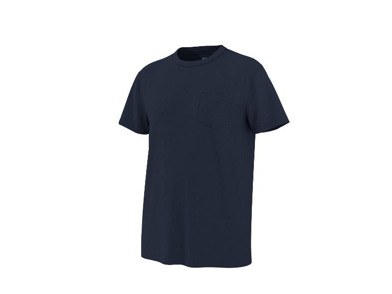T-shirt bleu marine pour homme à manches courtes avec poche.