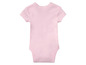 Un body bébé rose à manches courtes.