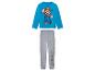 Pyjama Super Mario pour enfant : haut bleu à manches longues et bas gris.