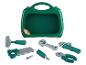 Ensemble d'outils Playtive pour enfants avec marteau, clé et scie dans une valise verte.