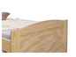 Un lit en bois avec une tête de lit et un matelas.