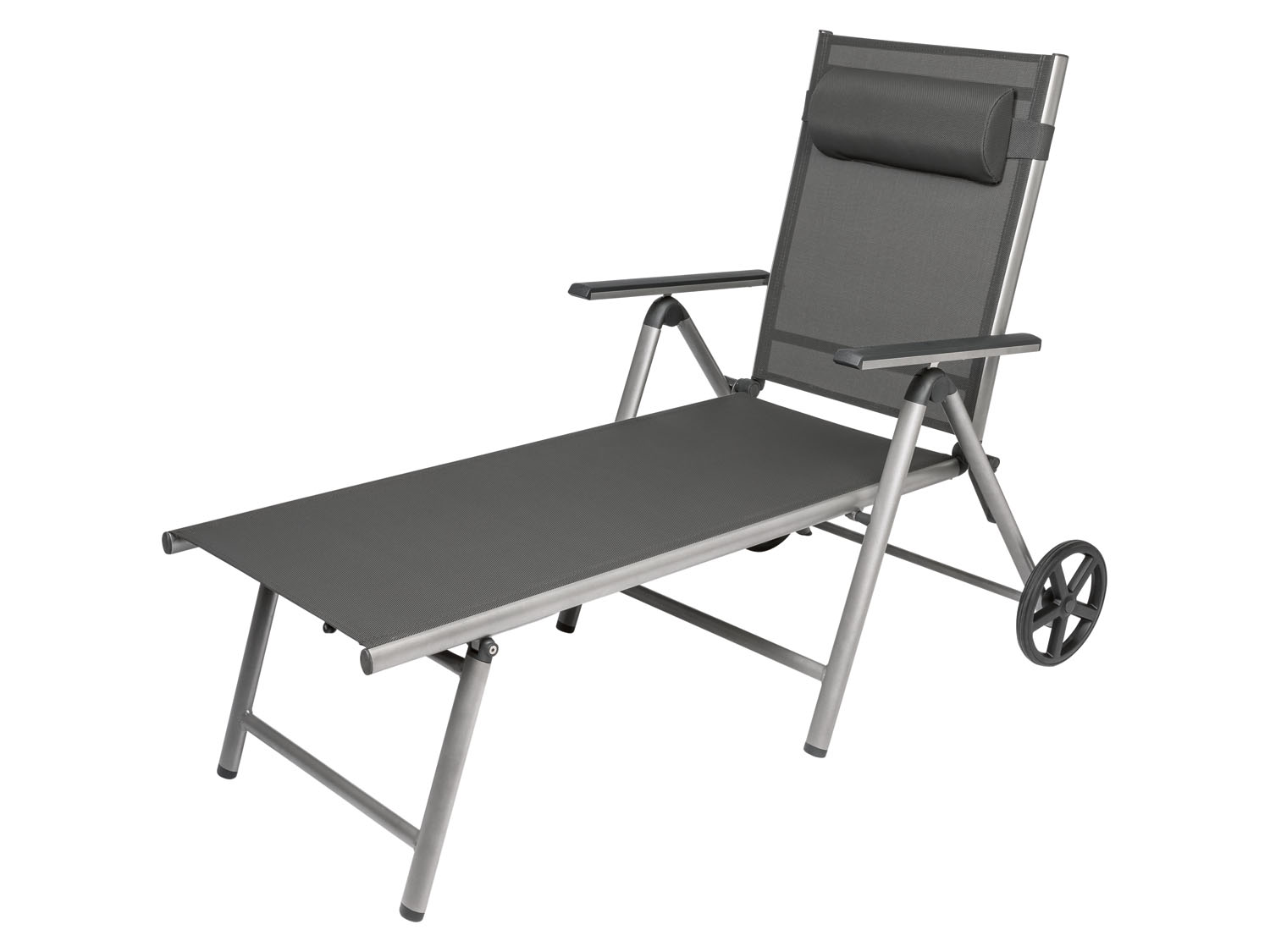LIVARNO home Bain de soleil à roulettes Houston en aluminium, argent/gris