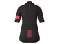 Maillot de cyclisme noir avec des accents roses.