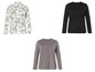Un pull à manches longues blanc à imprimé floral, un noir et un gris.